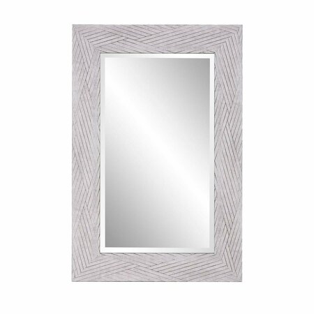 HOMEROOTS Weathered Gray Woven Faux Wood Rectangular Mirror 401215